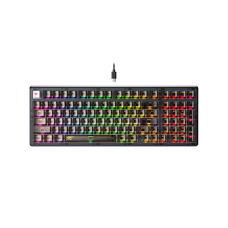 HAVIT KB489L TKLメカニカルキーボード（87キー付き）LEDレインボーバックライト付き